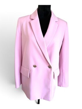 DKNY Double Breasted Pink Blazer With Gold Toned Buttons and Hardware